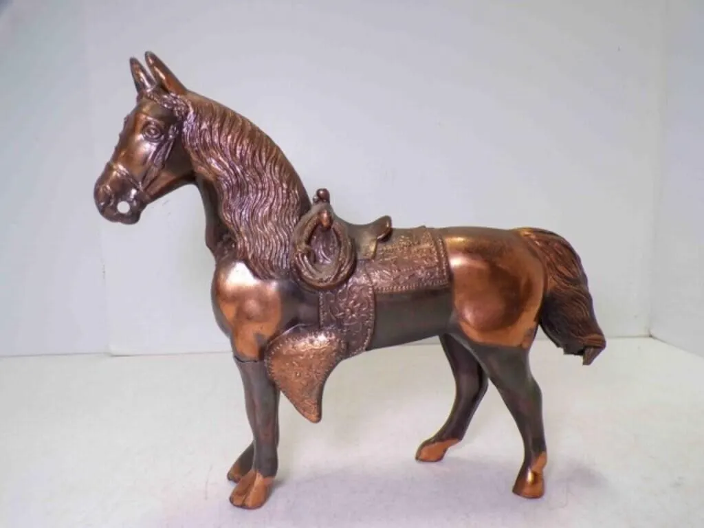 Vintage Copper Plated Pot Metal Horse Figurine
