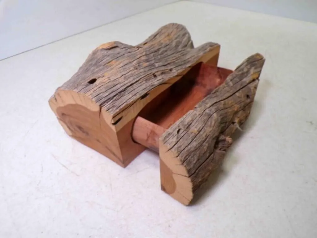Rustic Live Edge Cedar Wood Bandsaw Box w/Drawer