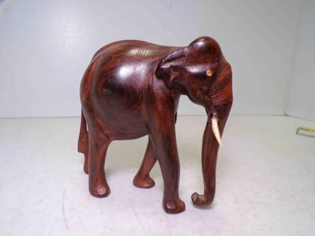 Vintage Hand Carved Rosewood Elephant Figurine