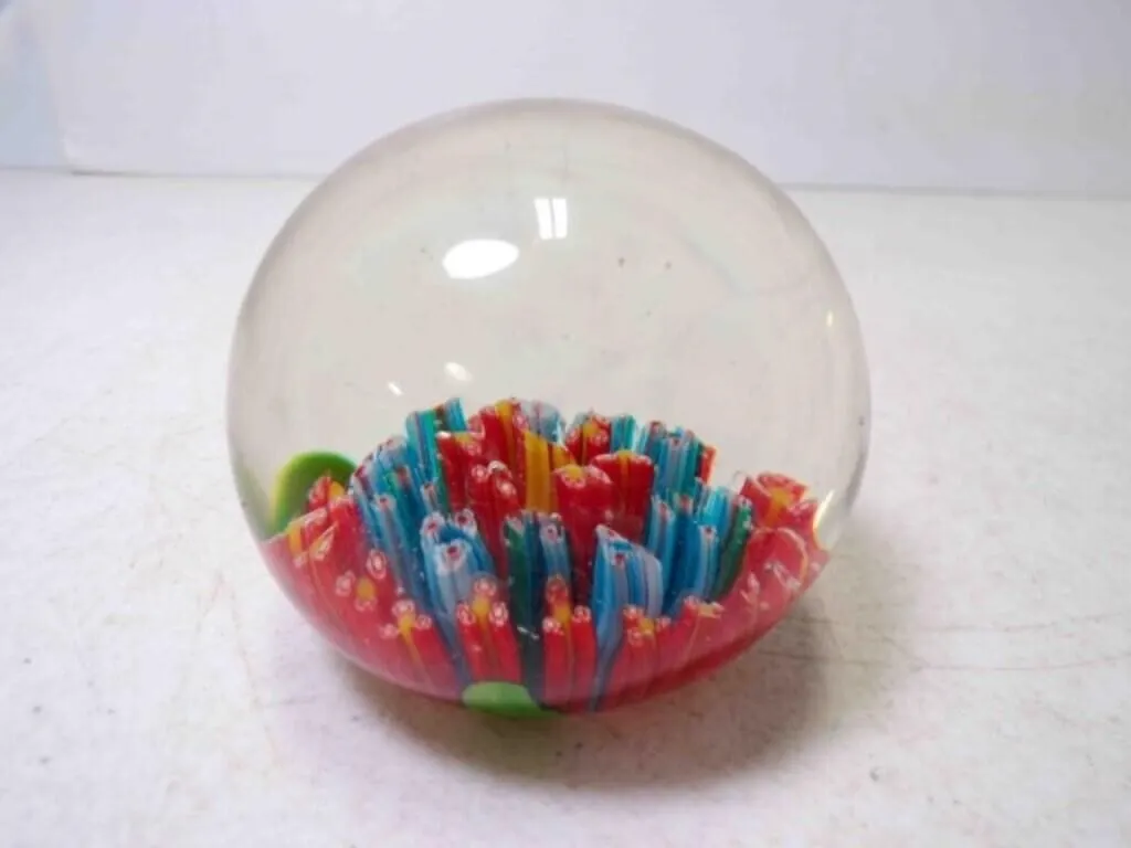 Vintage Hand Blown Art Glass Sphere Paper Weight