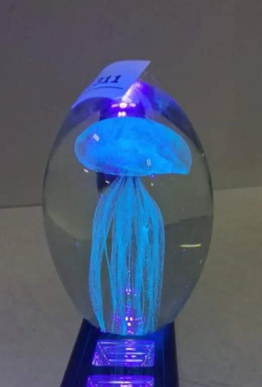 Hand Blown Egg Shaped Clear Art Glass Jellyfish