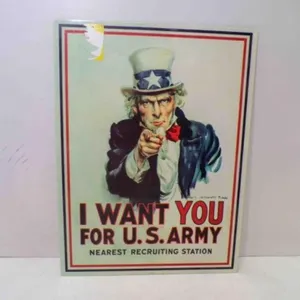 Metal US Army Uncle Sam I Want You Sign 12X16