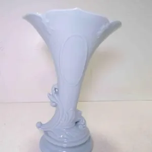 Vintage Baby Blue Porcelain Cornucopia Vase