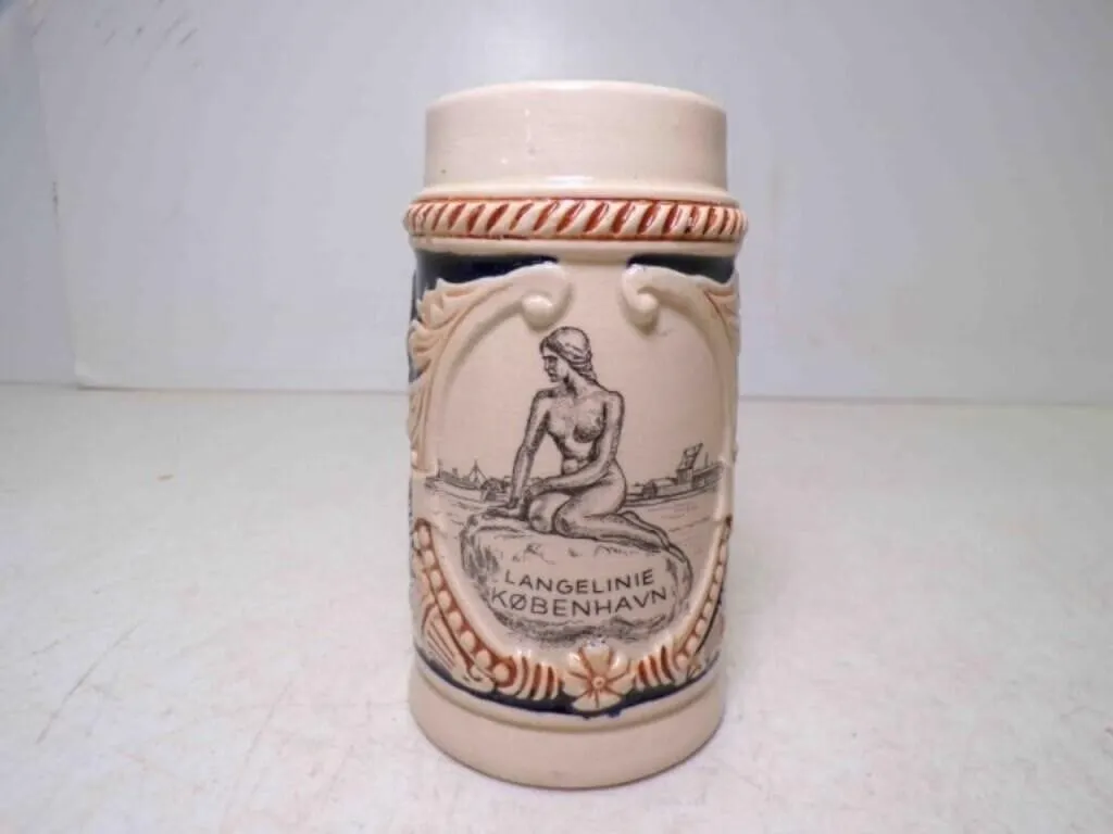Vintage Glazed Souvenir Mini Stein Embossed The