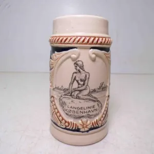 Vintage Glazed Souvenir Mini Stein Embossed The