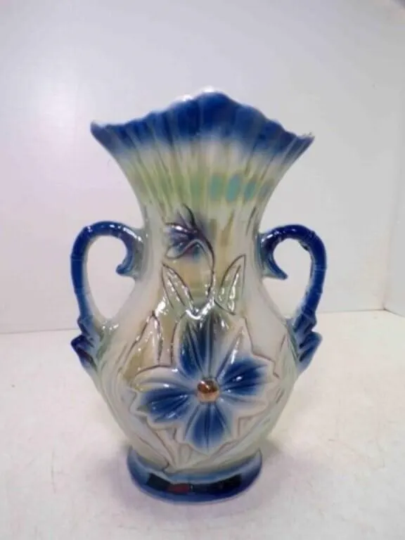 Vintage Hand Painted Lusterware Vase Brazil?