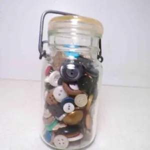 Vintage Wire Bail Glass Mason Jar Filled