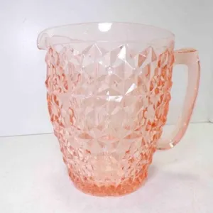 Pink Depression Glass Water Pitcher Buttons & Bows