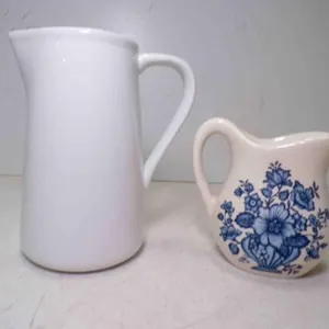 Everyday White Porcelain Pitcher & Small Vintage