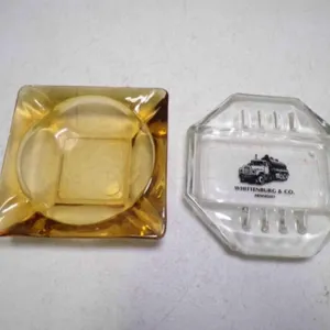 (2) Vintage Ashtrays - Amber has Chips on Corner