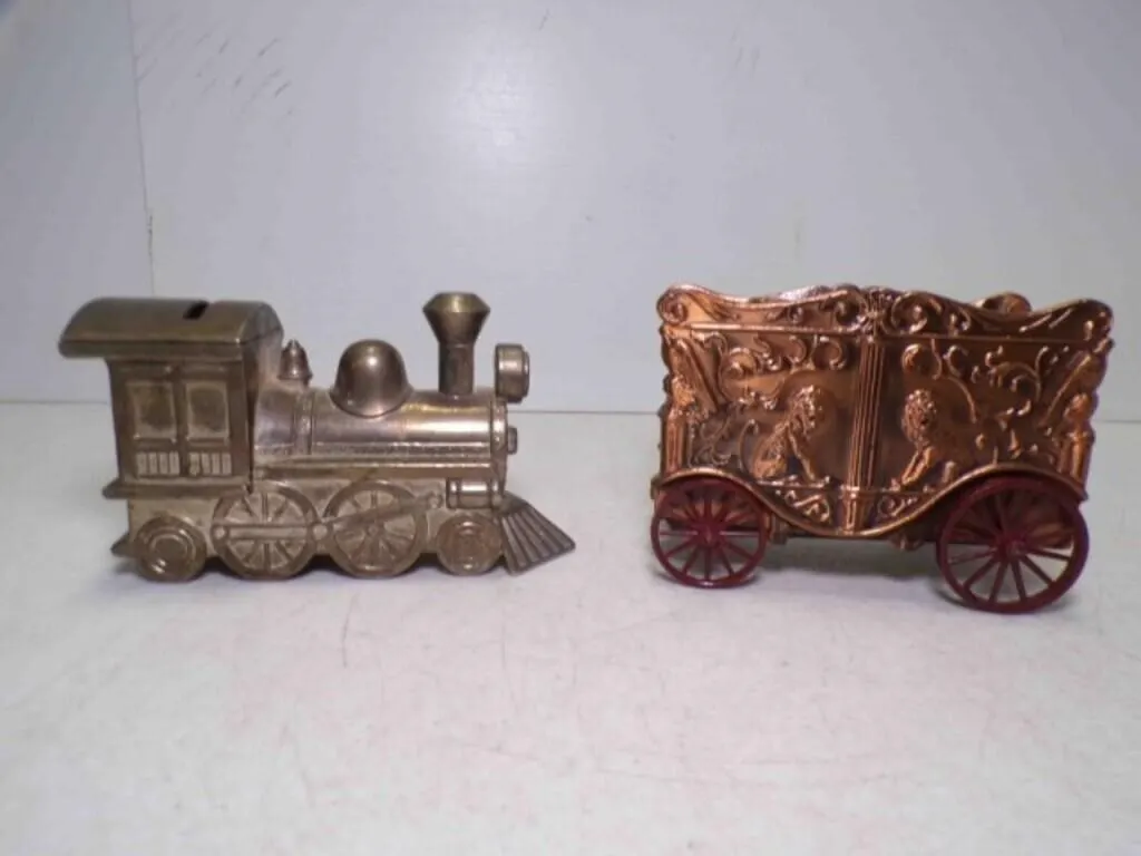 1970s Cast Metal Circus Wagon Promo Coin Bank &
