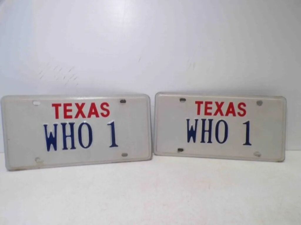 (2) Personalized Texas License Plates "WHO 1"
