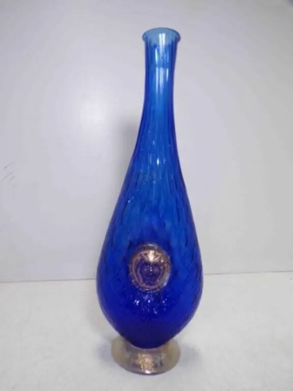 Vintage Italian Textured Cobalt Blue Art Glass