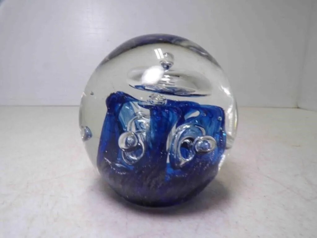 Vintage Hand Blown Art Glass Sphere Paper Weight