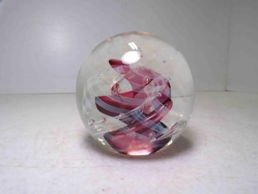 Vintage Hand Blown Sphere Paperweight w/Internal