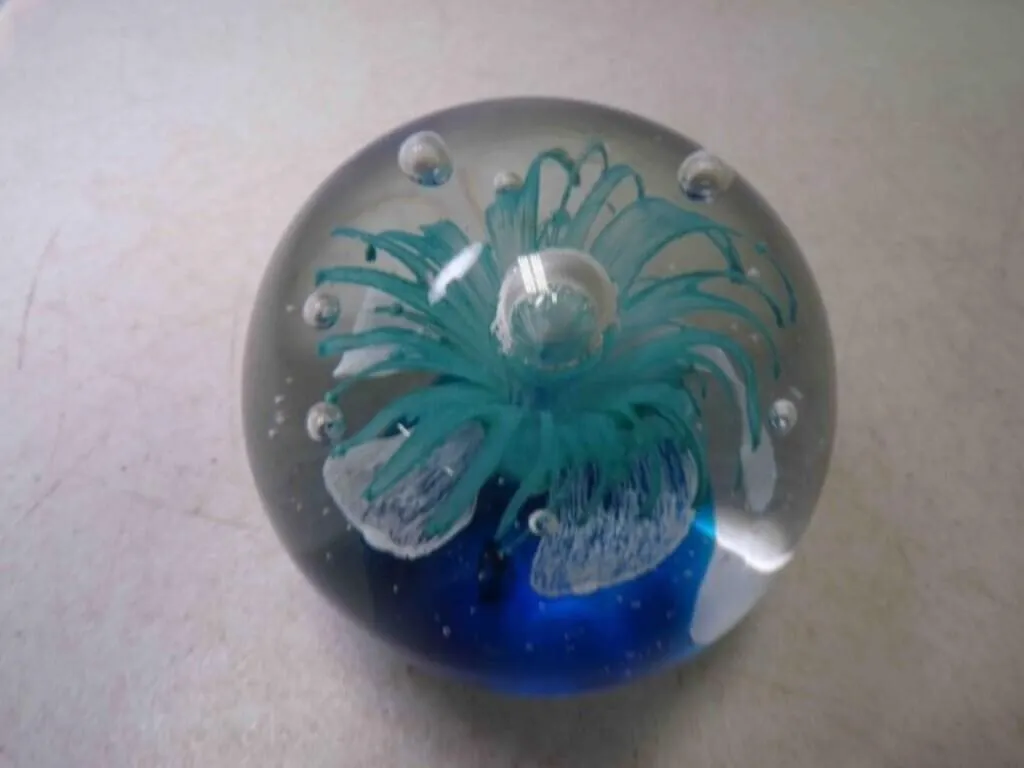 Vintage Hand Blown Sphere Paperweight w/Internal