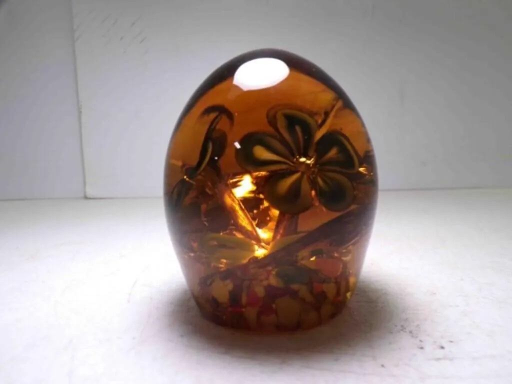 Hand Blown Egg Shaped Art Glass Paper Weight