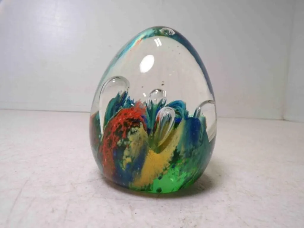 Vintage Hand Blown Egg Shaped Clear Art Glass