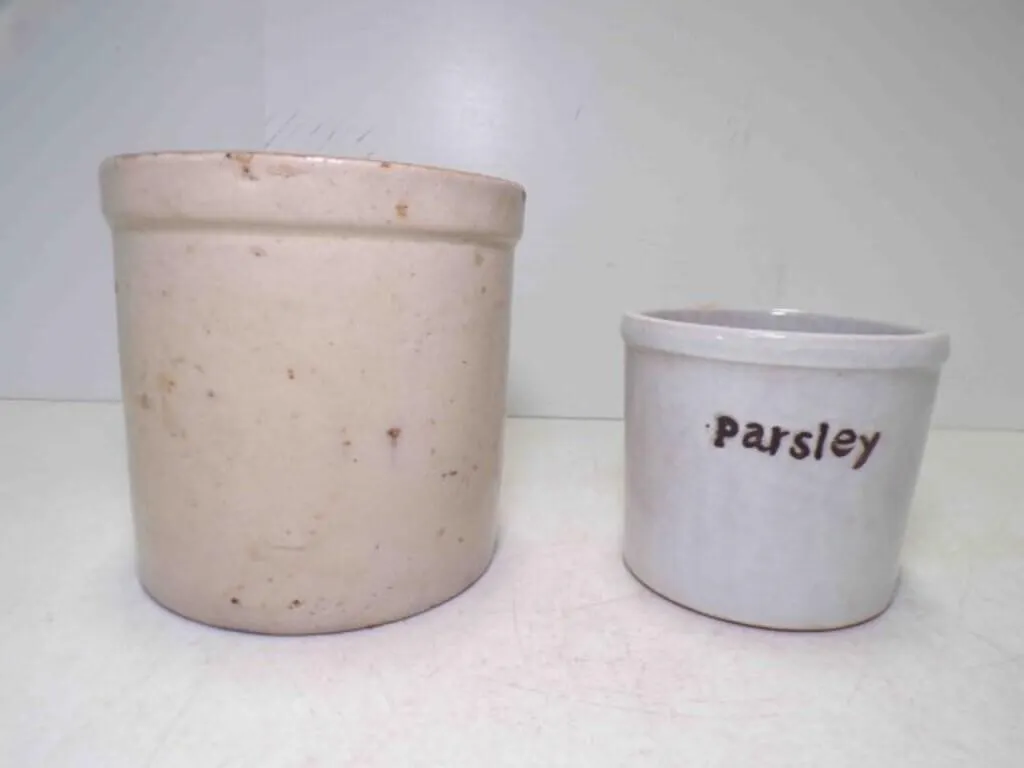 Vintage Stoneware Crock & Stoneware Parsley Pot