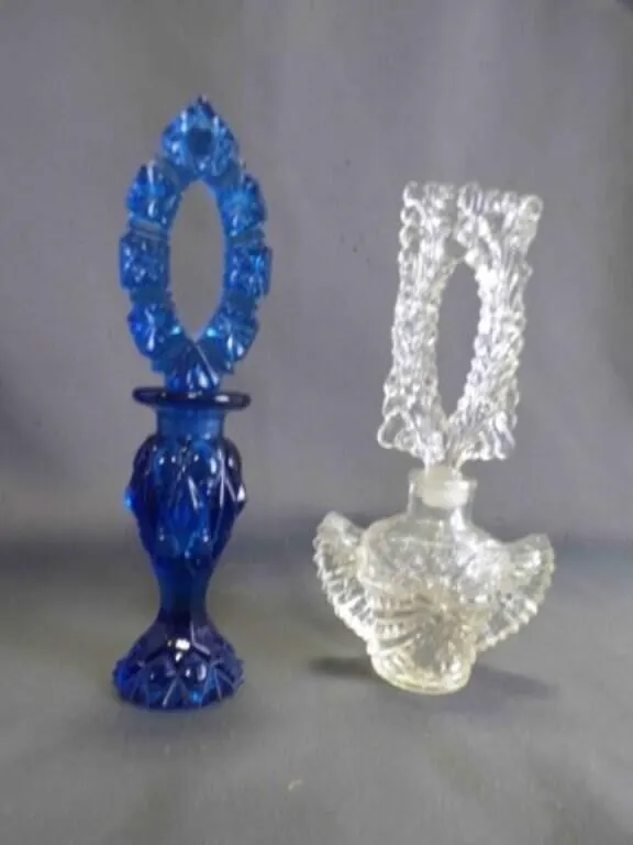 Vintage Clear Pressed Glass Perfume Bottle Ornate