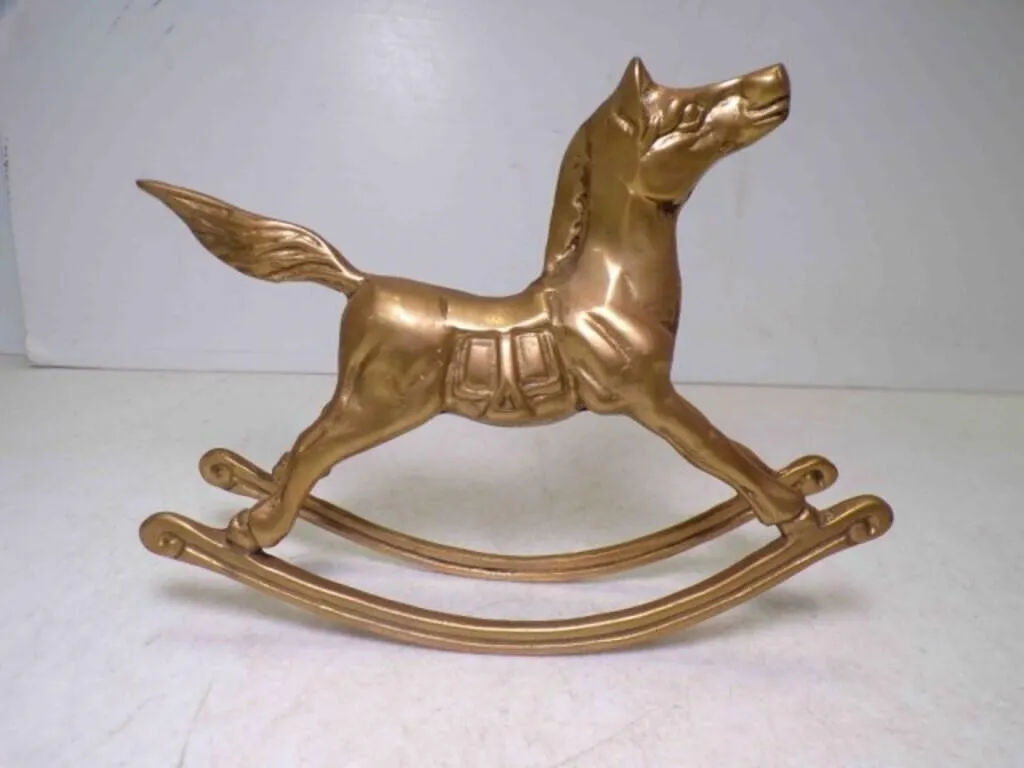 Vintage Brass Rocking Horse Figurine - No
