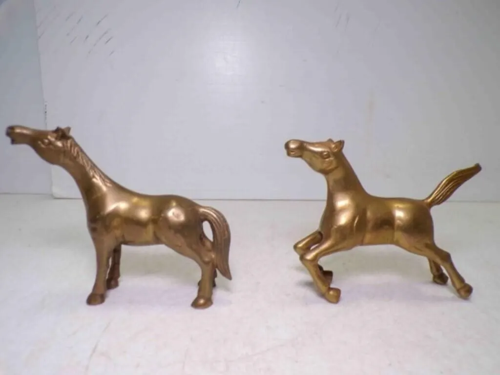 (2) Vintage Brass Horse Figurines - No Markings