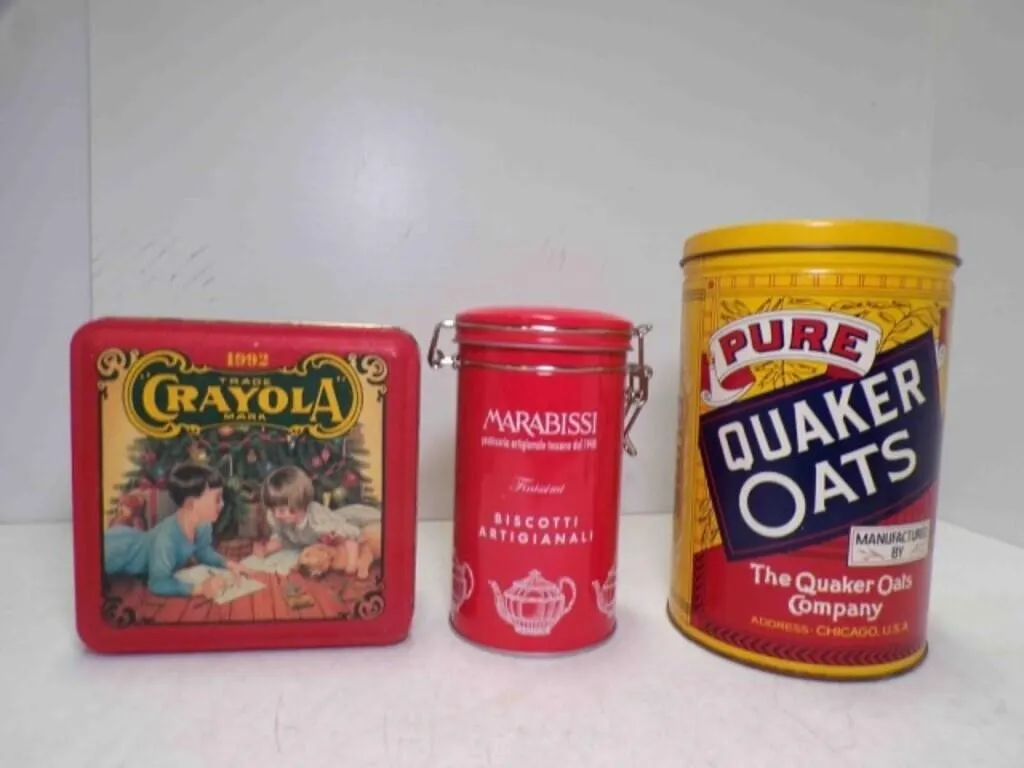 (3) Vintage Metal Tins - 1984 Quaker Oats Limited