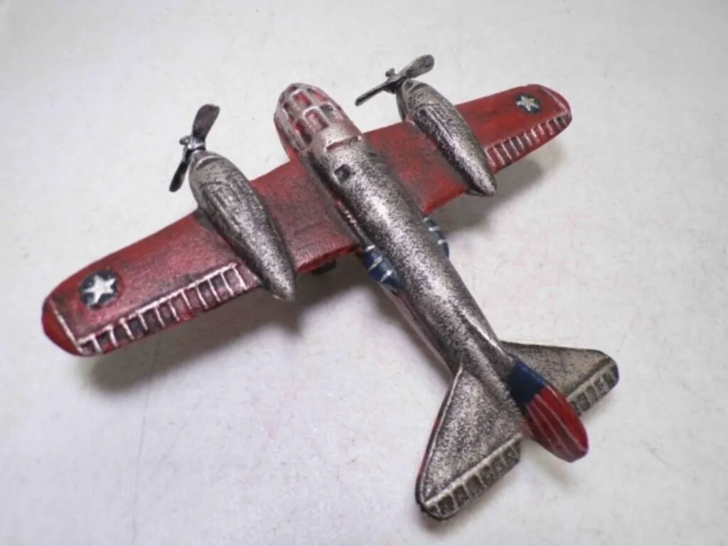 Cast Iron WWII Style Twin Engine Bomber Airplane