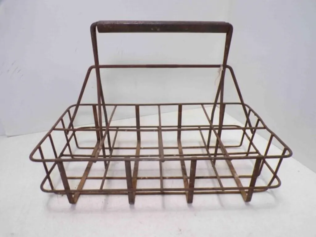 Vintage Metal Wire Milk Bottle Carrier or Caddy
