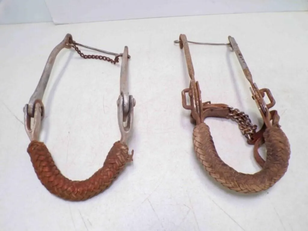 (2) Vintage Mechanical Hackamore Braided Leather