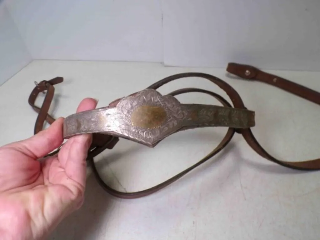 Vintage Leather Western Headstall or Bridle Piece