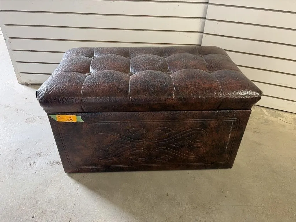 Faux Leather Storage Ottoman 30x18x15 inches