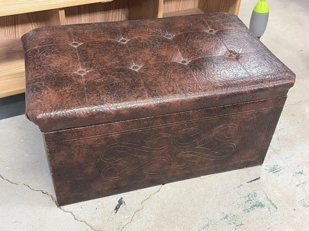 Faux Leather Storage Ottoman 30x18x15 inches