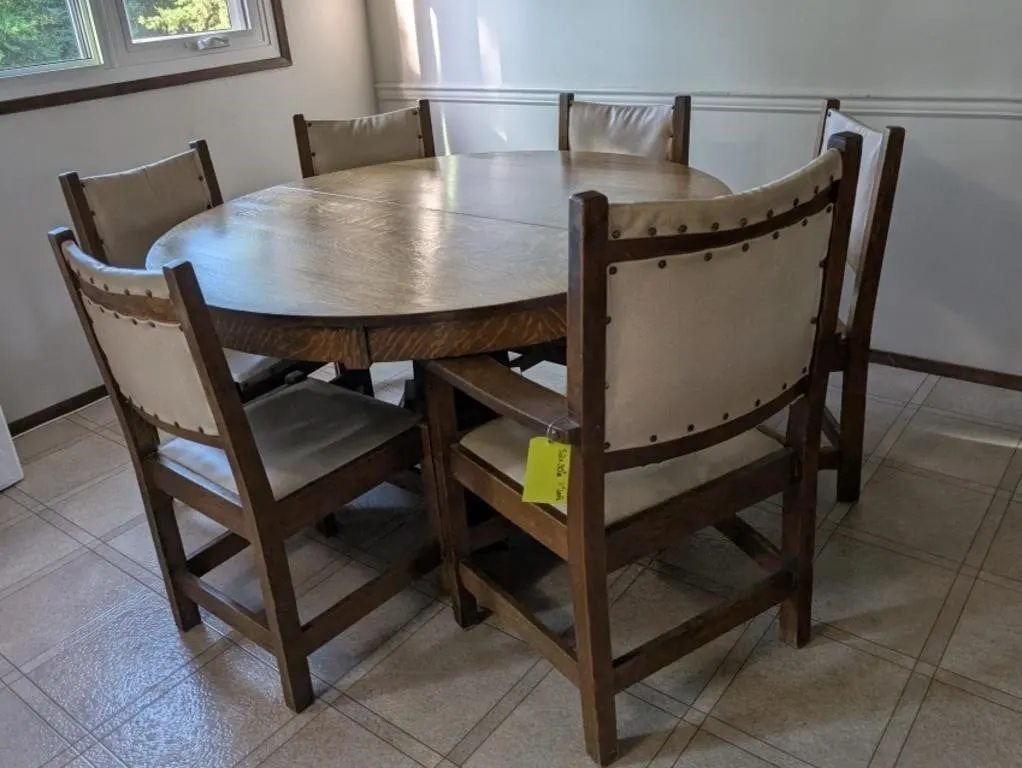 Wooden Kitchen Table Set with 6 Chairs and 4