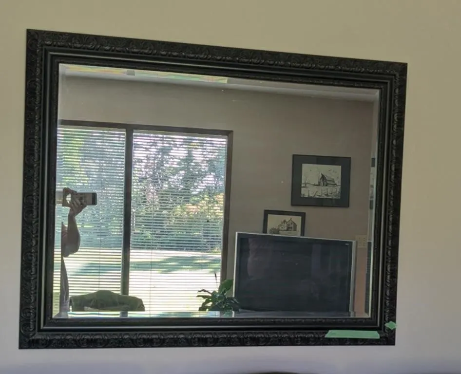 Large Mirror with Black Frame. 47"x36.5"