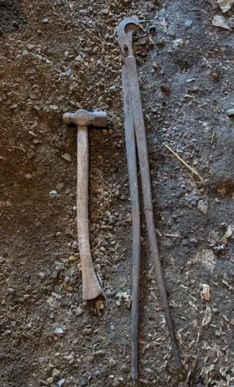 Black Smith Tongs and Ball Peen Hammer