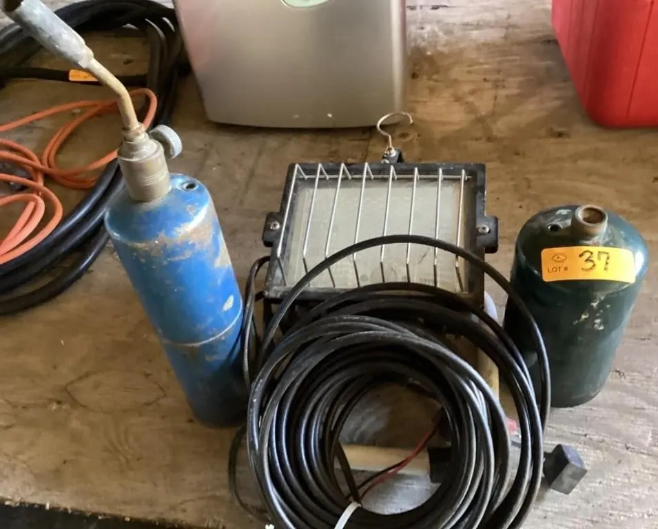 Propane torch. Coax cable. Light.
