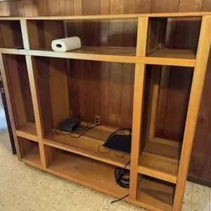 Entertainment Center, Wicker Shelf, & Cupboard