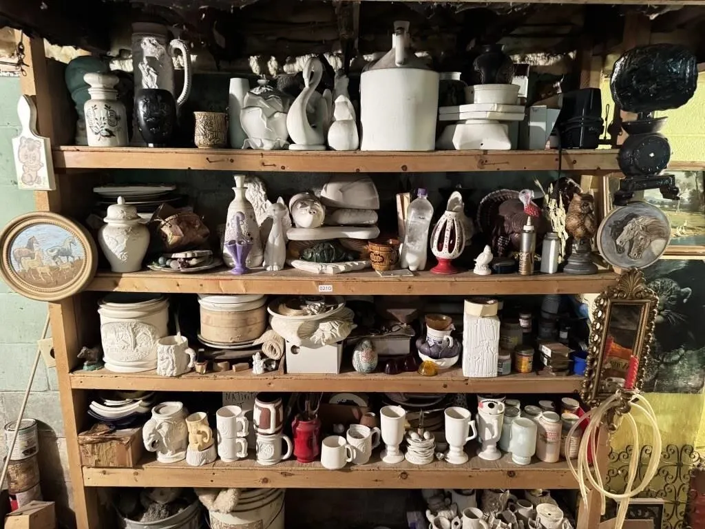 Unfinished Pottery, Supplies, & Framed Art