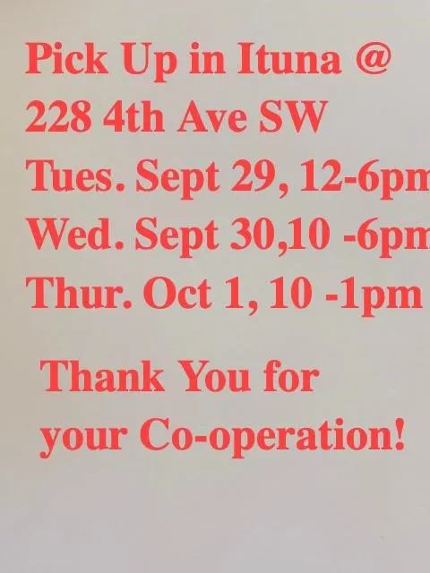 Pick Up Days!! 3 Days to pick Up.