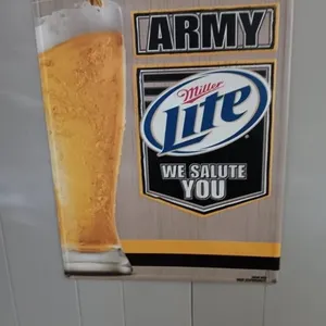 Miller Lite Army Tin Sign. Approx 18x44. Buyer