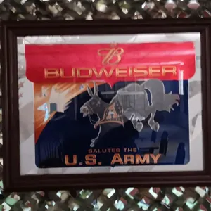 Budweiser US Army Mirror/Picture. Approx 28x22x1.