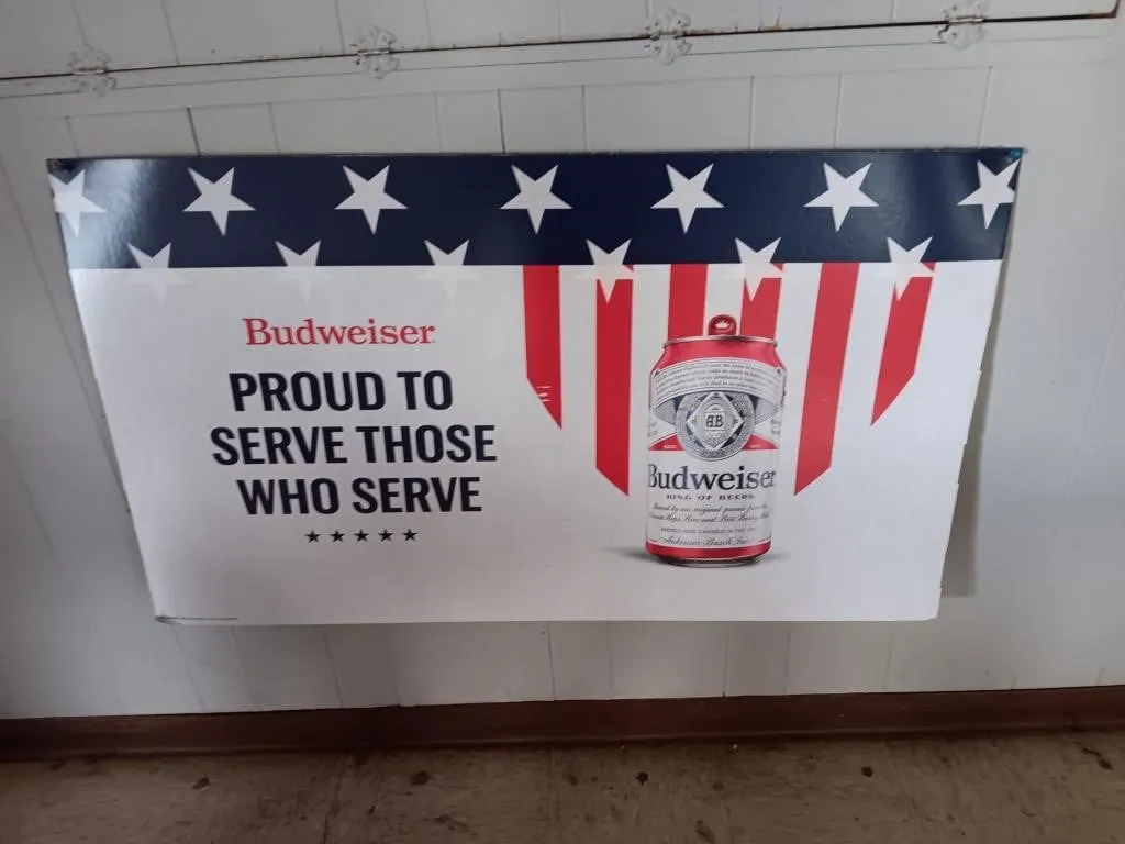 Heavy Cardboard Budweiser Sign. Approx 48x30.