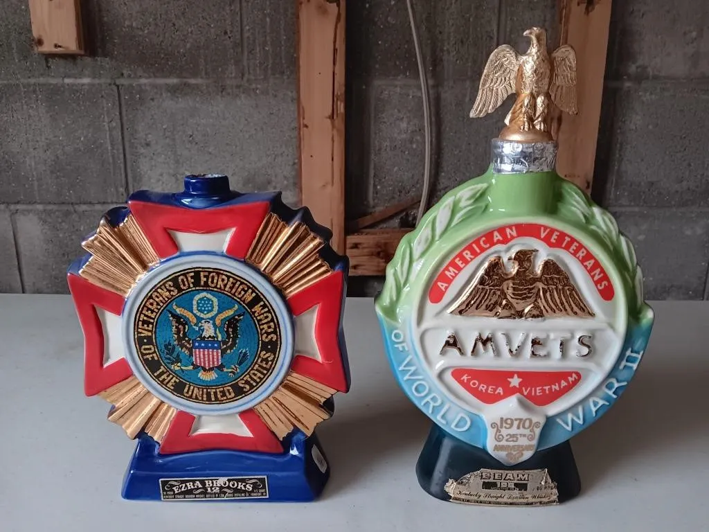 V.F.W. AND AMVETS liquor bottles
(Empty)