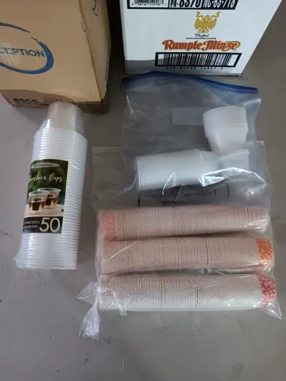 Assortment of disposable food service cups, and