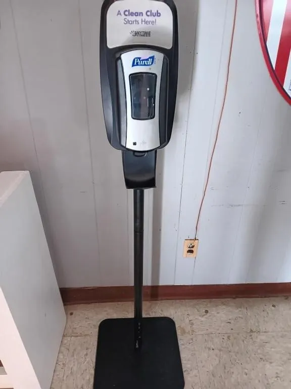 Hand sanitizer station. (With
