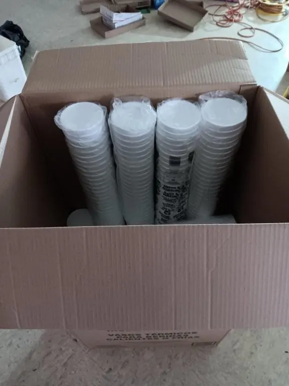 Partial box of 12 oz foam cups