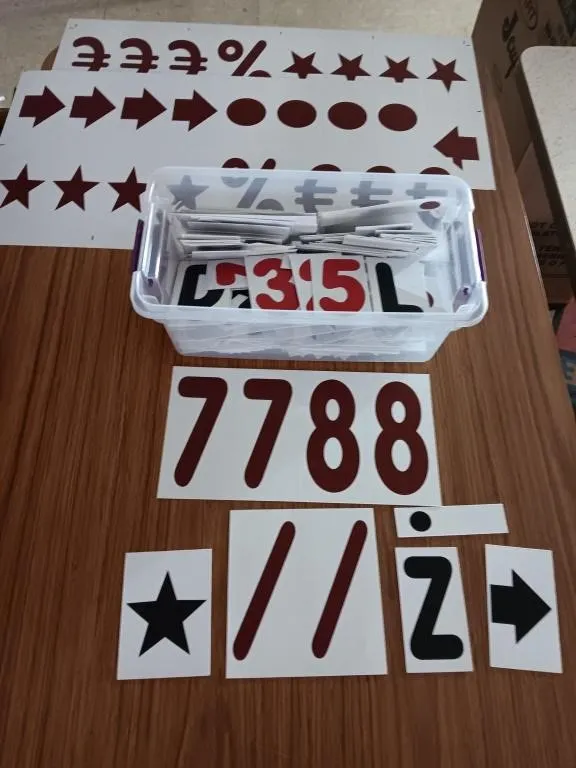Assortment of lettering,numbers and