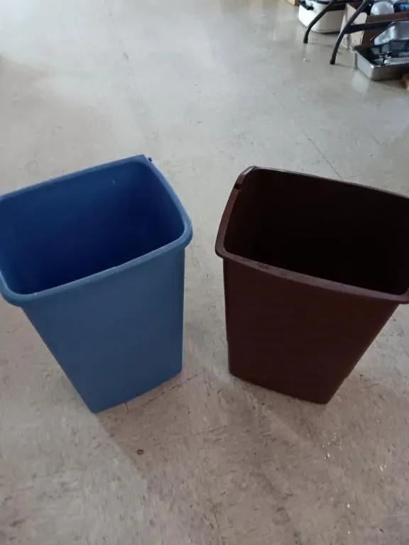 Two kitchen trash cans