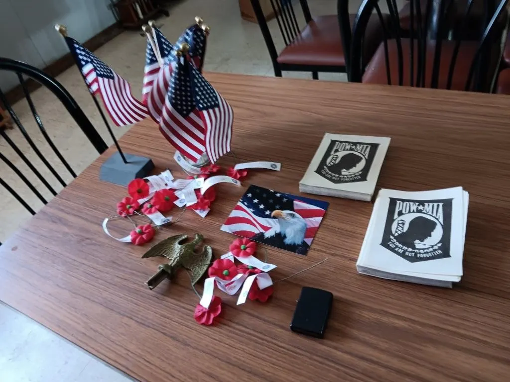 POW-MIA Window Decals, Post Card, Small Flags,